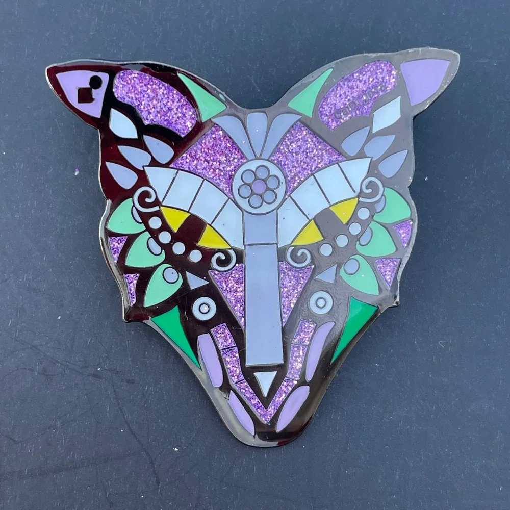 Destination Imagination 2016 Geometric Fox Armadillo Enamel Pin Set 2pc Glitter